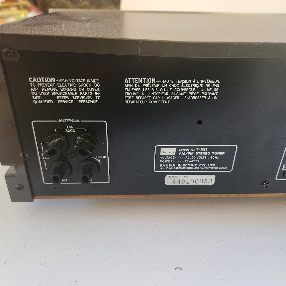Vintage Sansui T-80 Digital Quartz Locked AM/FM Stereo Tuner Tested Working - Picture 4 of 5